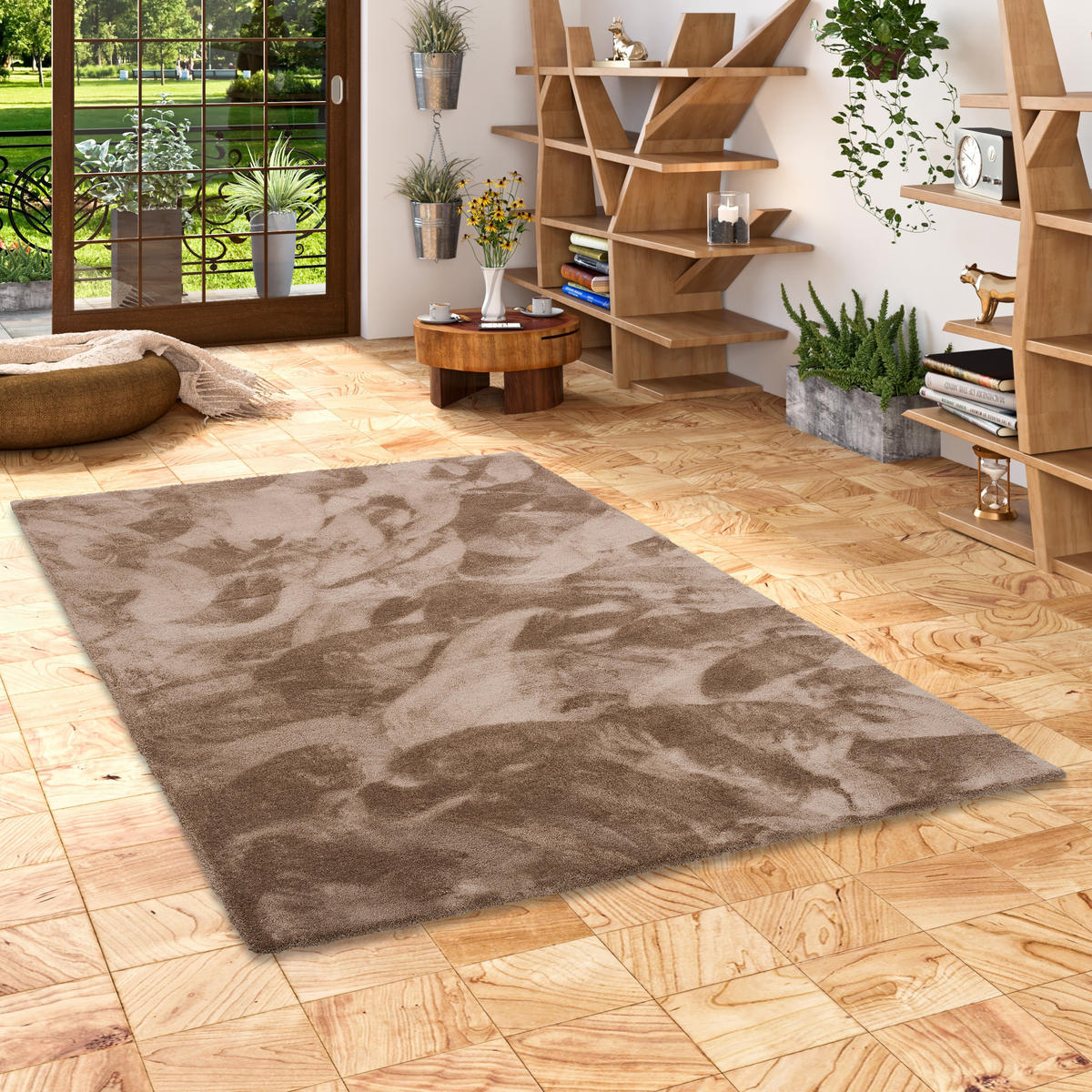 LUXUS HOCHFLOR SHAGGY TEPPICH VELVET - Braun, Textil (100/200cm) - Snapstyle