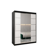 SCHWEBETÜRENSCHRANK 200/150/62 2-türig - Silberfarben/Schwarz, Holz/Kunststoff (150/200/62cm) - Abiks Möbel