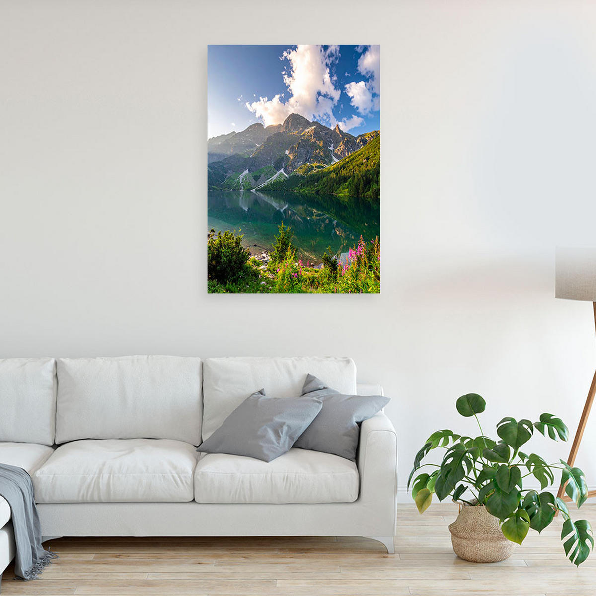 WANDBILD, Meer Auge Berg Landschaft Natur - Grün, Textil (20/30cm) - Feeby