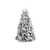 LAALU WEIHNACHTSBAUM geschmückt künstlich mit 139 Stk Kugeln POLAR WHITE 270 cm mit Metallständer - Silberfarben/Weiß, Kunststoff (270cm) - LAALU