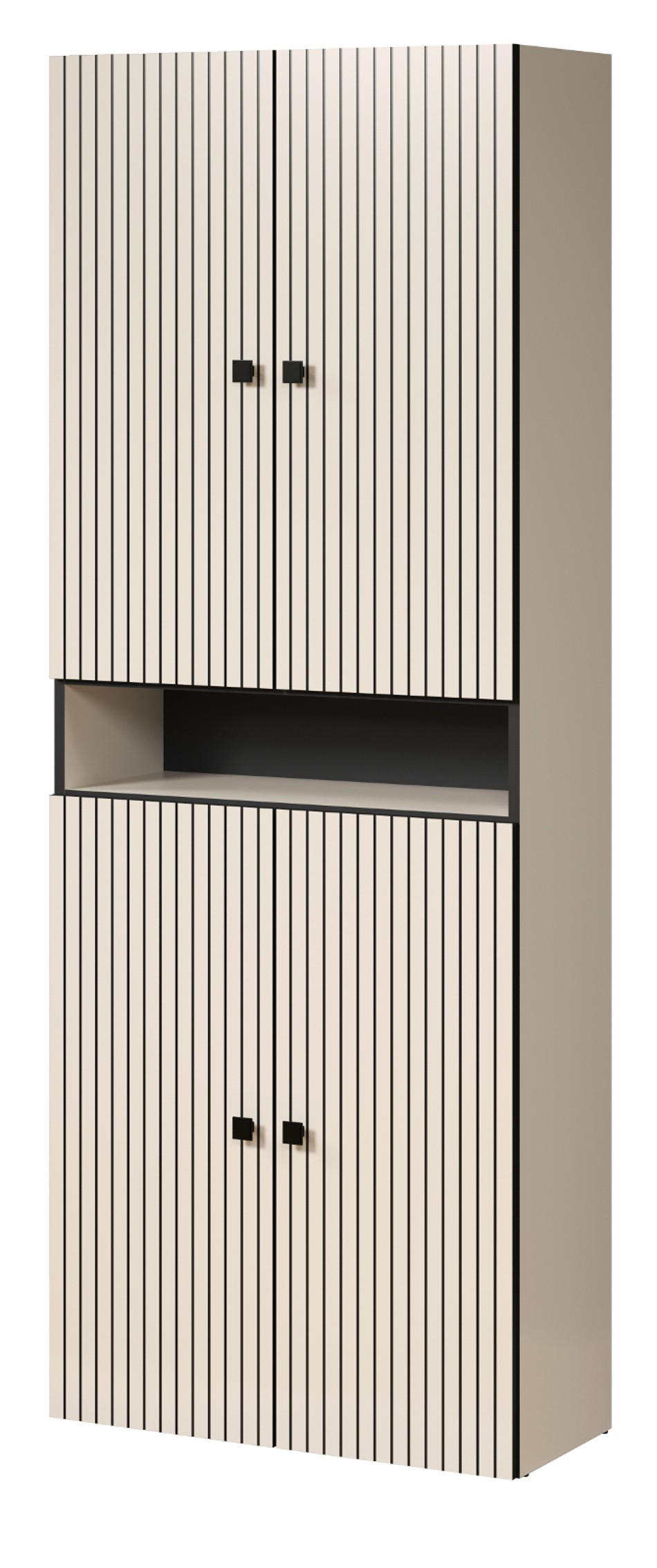 Top.Furn Hochschrank Kaschmir, Grau, Schwarz 70x186x31 cm
