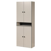 HOCHSCHRANK Kaschmir, grau 70 x 186 cm, Badschrank mit viel Stauraum - Kaschmir/Schwarz, Holzwerkstoff/Metall (70/186/31cm) - Top.Furn