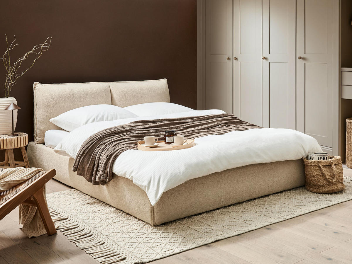 POLSTERBETT mit Lattenrost 160x200 cm Beige Vinay - Beige, Textil (160/200cm) - Beliani