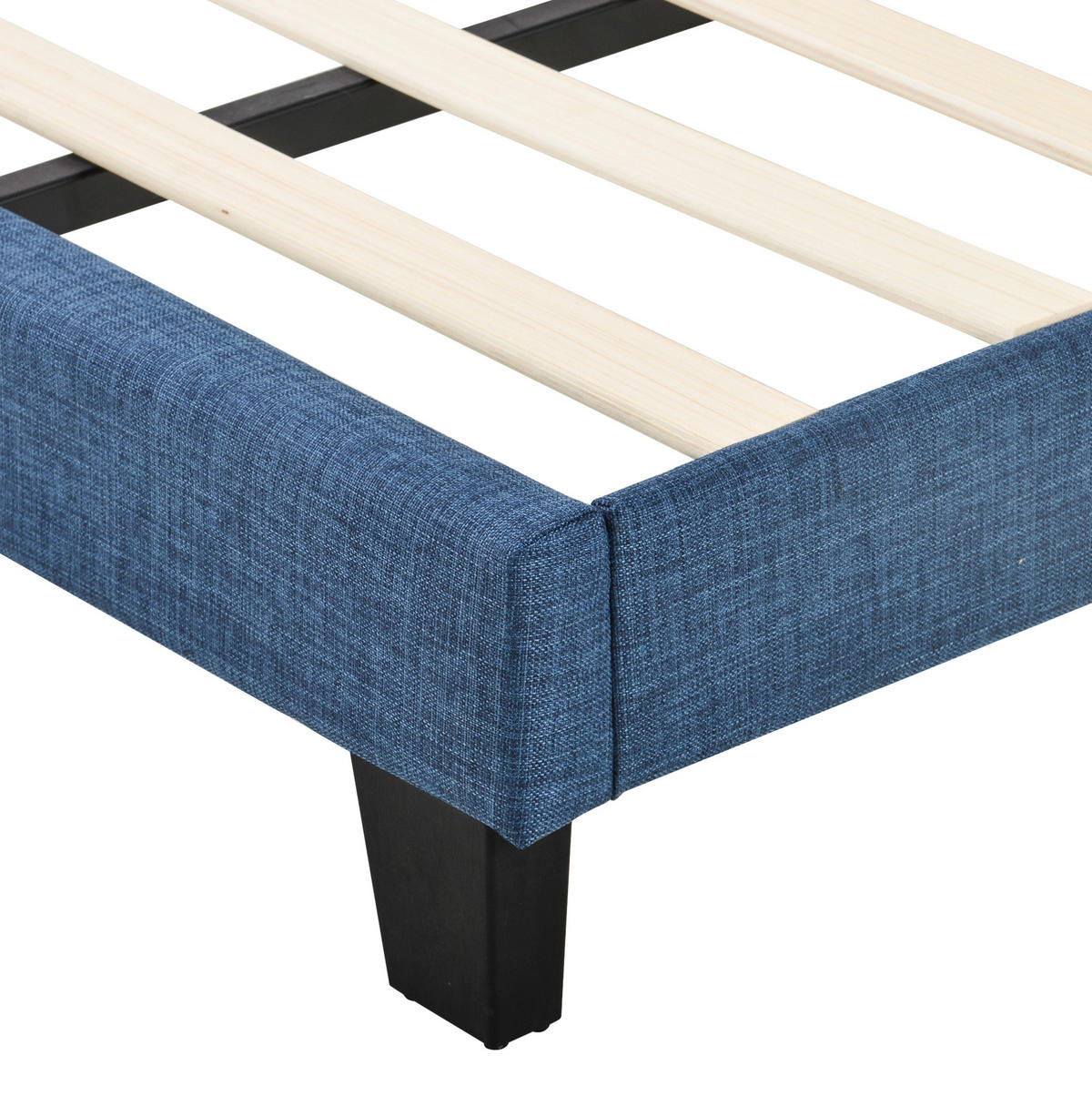 POLSTERBETT mit Matratze und Lattenrost 140x200 cm Leinen Blau - Blau, Metall (140/200cm) - Beauniv