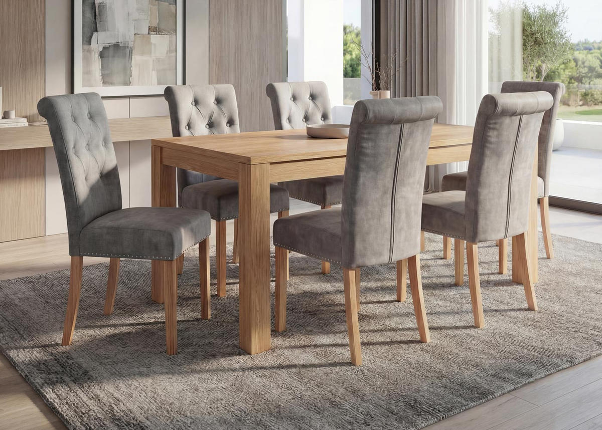 ESSZIMMERSTUHL FIELD Hellgrau 6er-Set - Hellgrau, Textil (47/98/62cm) - MCW