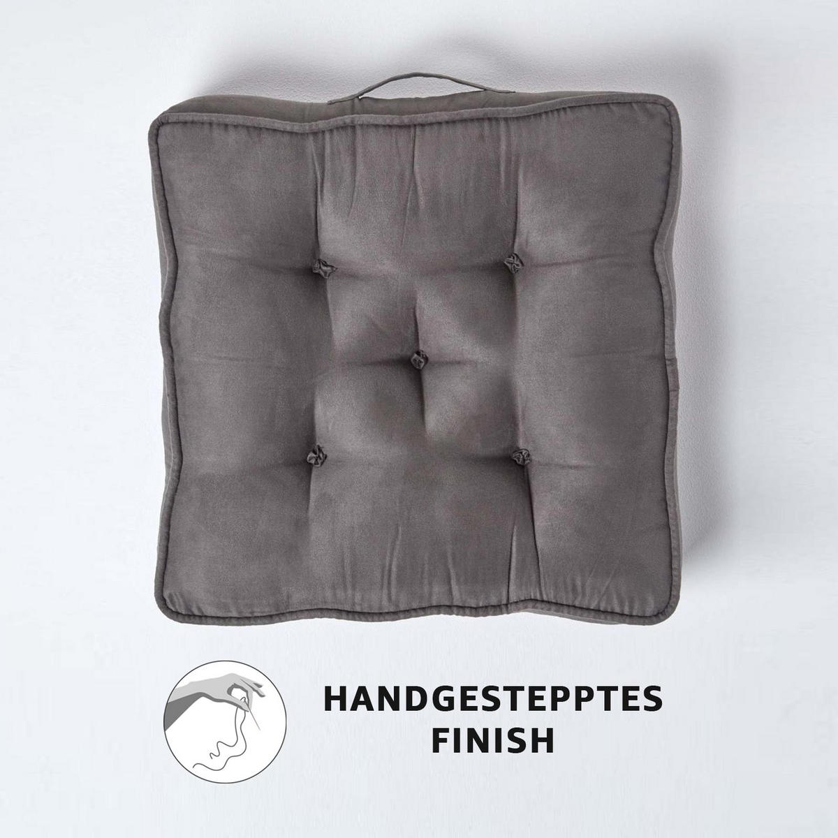 SITZKISSEN taupe-grau 50/50/10 cm – Sesselkissen, Velours - Taupe, Textil (50/50/10cm) - Homescapes