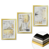 WANDBILDER 3er Set - 20x30 cm Goldrahmen - Abstrakte modische Malereimuster - Goldfarben, Kunststoff (20/30cm) - ArtPrintCave