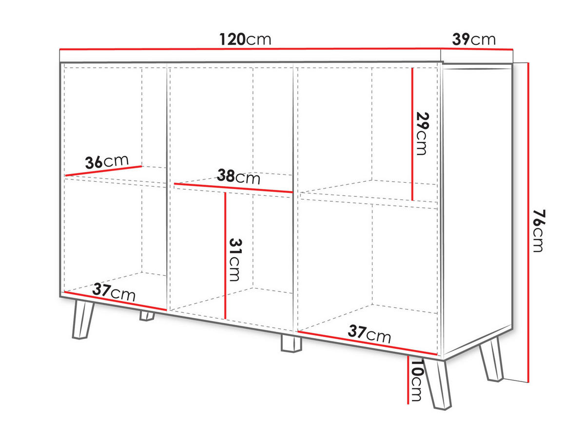 KOMMODE Phuket 120 - Schwarz/Graphitfarben, Holzwerkstoff/Kunststoff (120/76/39cm) - MIRJAN24