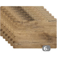 PLATZSETS 6er-Set Holz - Braun - Holzoptik 45x30 cm Tischset - Trüffeleichefarben, Kunststoff (0.3/45/30cm) - MuchoWow