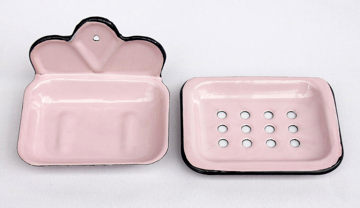 SEIFENHALTER 618 Rosa Seifenschale 13cm emailliert Landhaus Emaille - Rosa, Glas (13/7/11cm) - DanDiBo