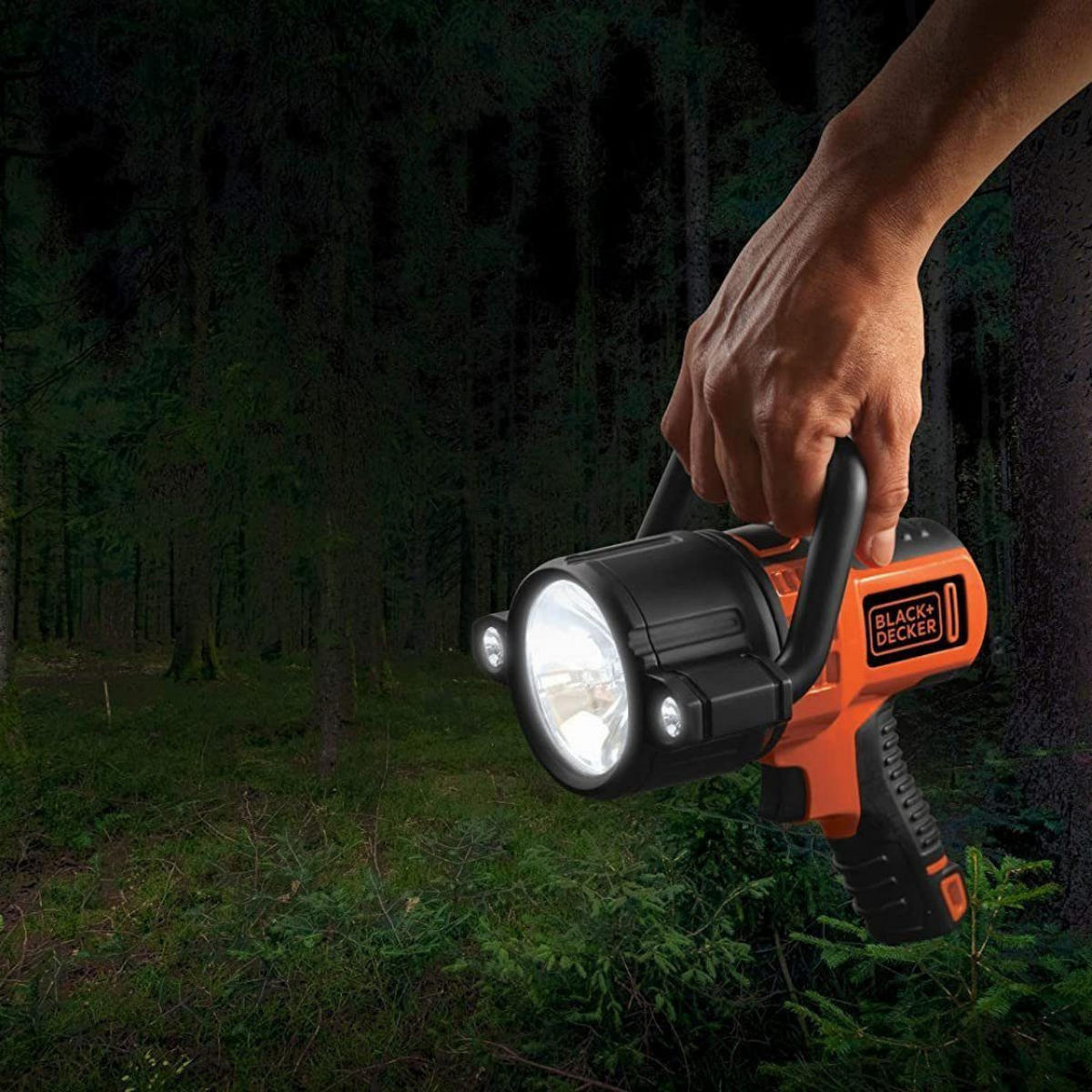 TASCHENLAMPE Grau LED 750 Lumen Akku 3 Modi 450 m Reichweite - Schwarz/Orange, Kunststoff (16.5/9.5/15cm) - Black & Decker