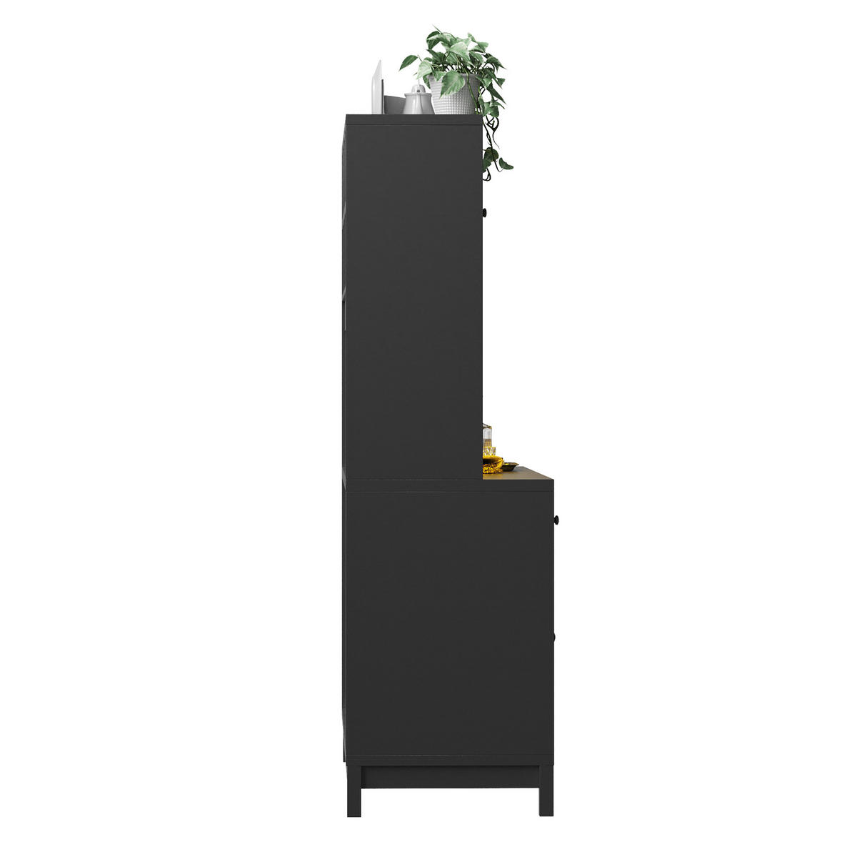 BUFFETSCHRANK aus MDF 140x38,5x180 cm Schwarz mit RGB-LED, Glastüren und 4 Schubladen - Schwarz, Holzwerkstoff (140/180/38.5cm) - IVMEU