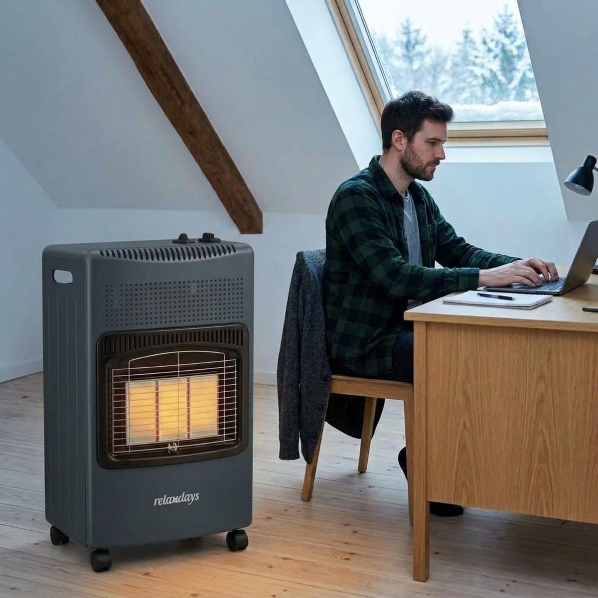 GASVÄRMARE Svart 3 effektlägen piezotändning - Svart, Metall (42/73/36cm) - Relaxdays