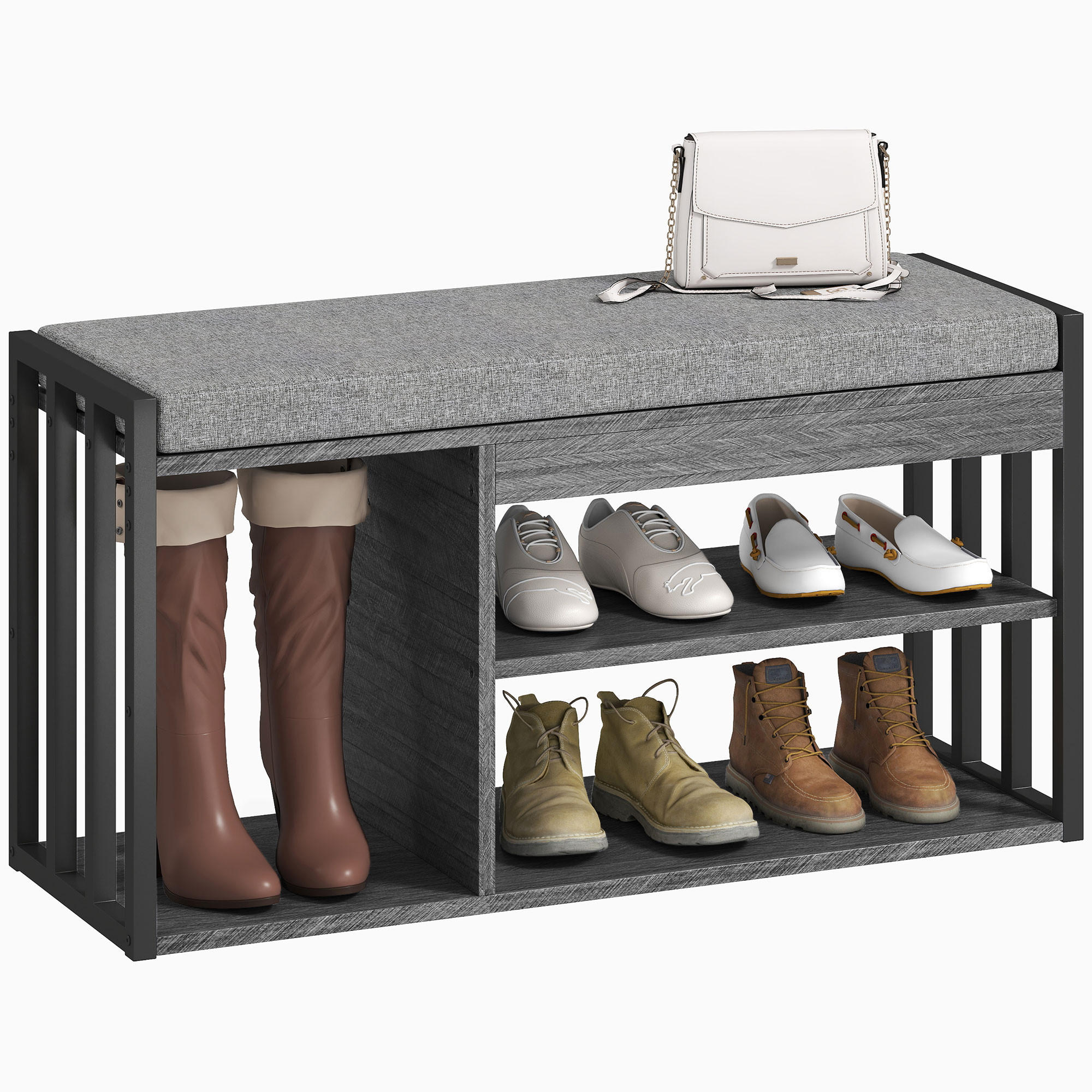 SCHUHBANK Grau 86/30/45,4 cm - Grau, Holzwerkstoff (86/45.4/30cm) - PANGIVO