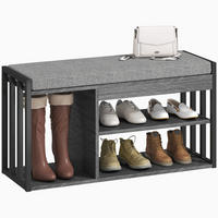 SCHUHBANK Grau 86/30/45,4 cm - Grau, Holzwerkstoff (86/45.4/30cm) - PANGIVO