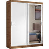 SCHWEBETÜRENSCHRANK Hela 100/205/60 2-türig eiche Artisan/weiß mit Schubladen - Eiche Artisan/Weiß, Holzwerkstoff (100/205/60cm) - Beautysofa