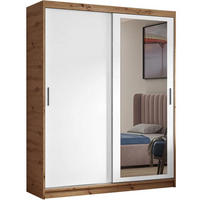 SCHWEBETÜRENSCHRANK Hela 100/205/60 2-türig eiche Artisan/weiß mit Spiegel - Eiche Artisan/Weiß, Holzwerkstoff (100/205/60cm) - Beautysofa