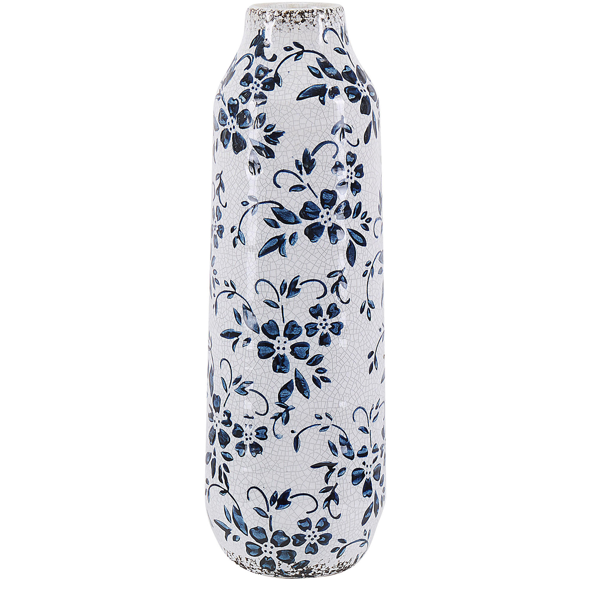 BLUMENVASE Steinzeug weiß Mulai - Weiß, Keramik (30cm) - Beliani