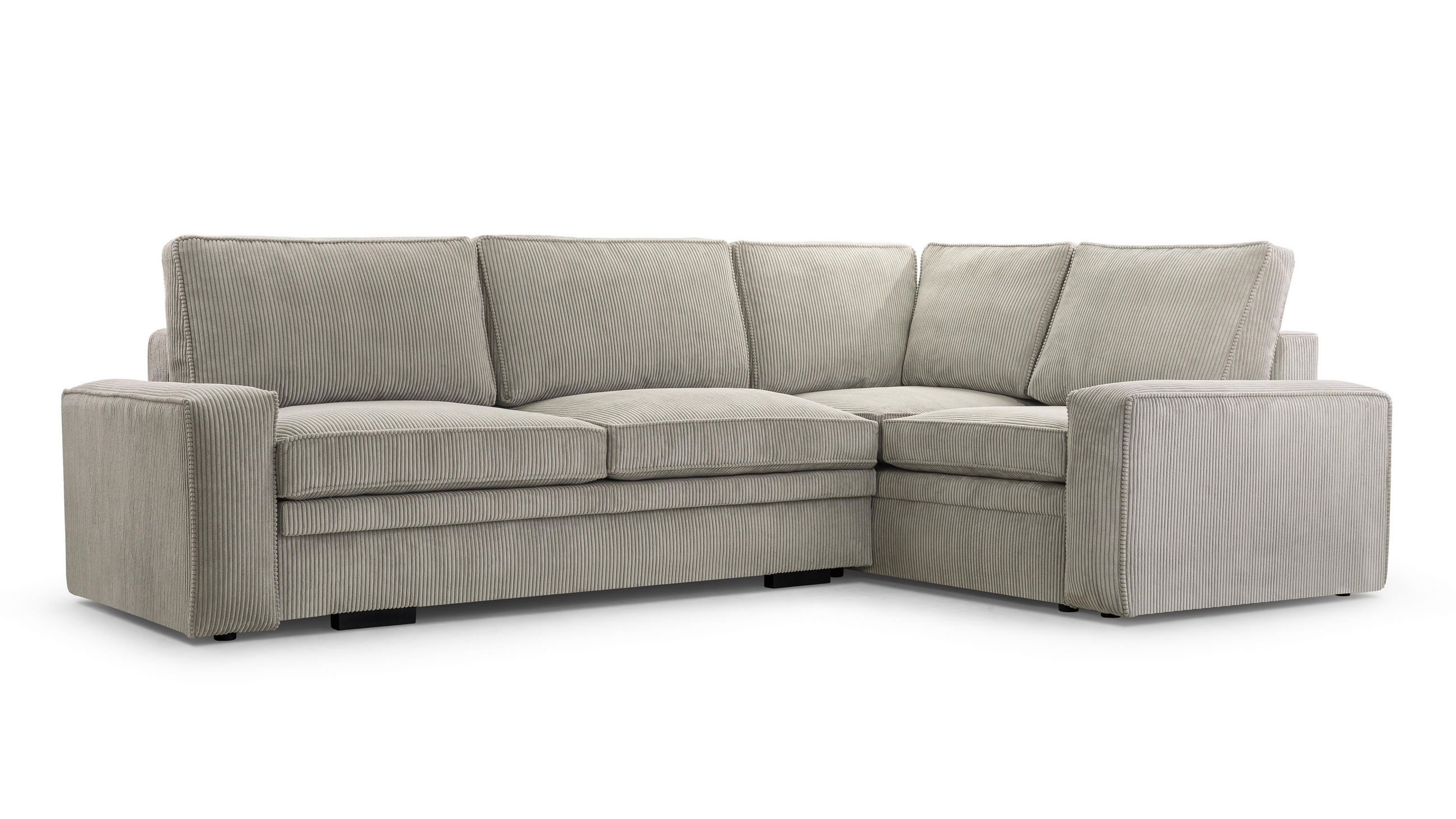 ECKSOFA L Form Treville Hellgrau 296/196/94 cm – Rechts, mit Bettkasten und Schlaffunktion - Hellgrau/Schwarz, Kunststoff/Textil (296/196cm) - AX Living