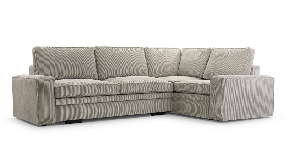 ECKSOFA L Form Treville Hellgrau 296/196/94 cm – Rechts, mit Bettkasten und Schlaffunktion - Hellgrau/Schwarz, Kunststoff/Textil (296/196cm) - AX Living