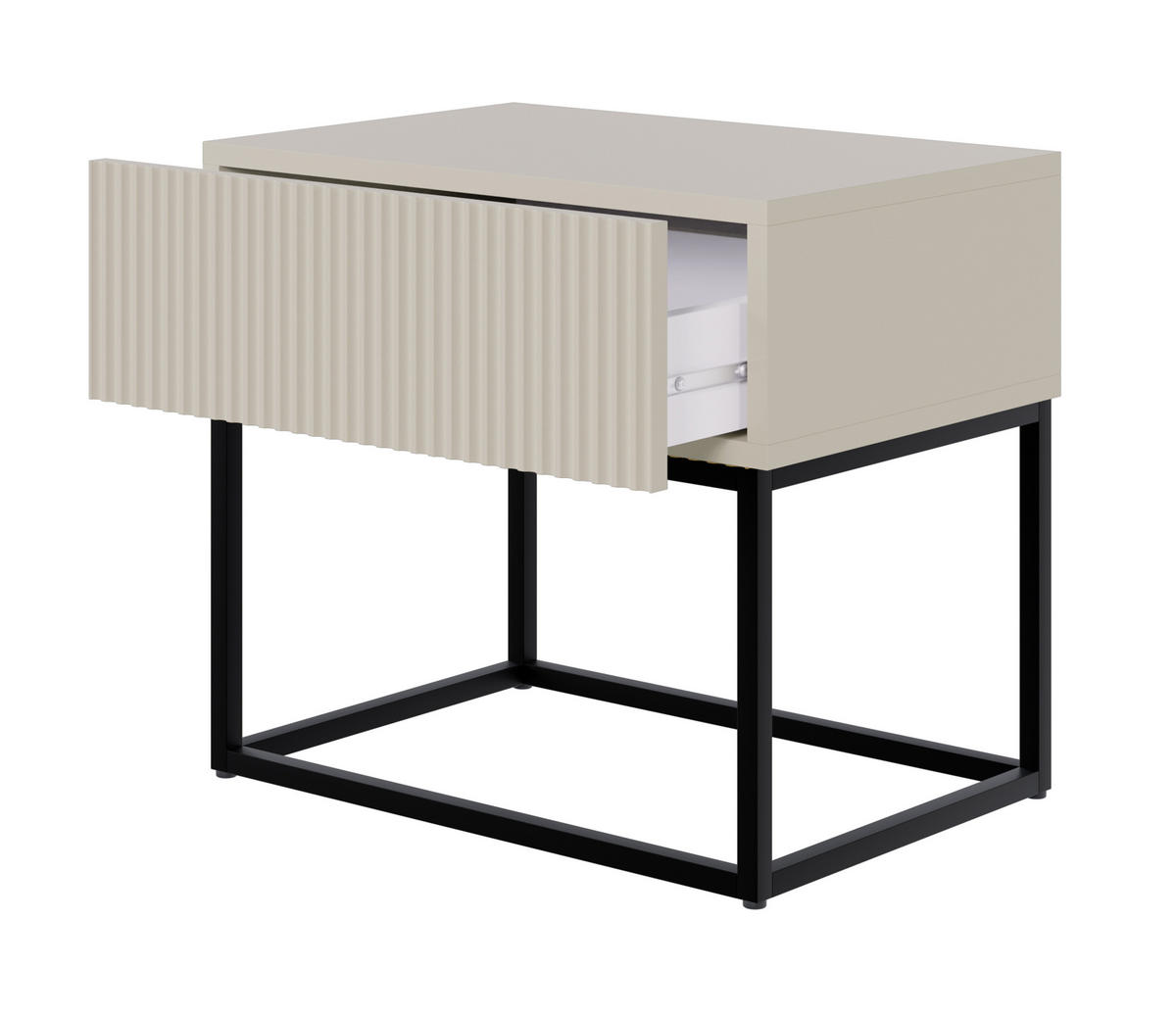 NACHTSCHRANK Veldio Graubeige mit schwarzen Beinen 50 cm - Greige/Schwarz, Holzwerkstoff/Metall (50/44/35.6cm) - Selsey