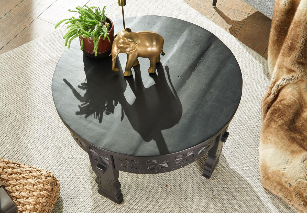 COUCHTISCH Orientalisch in Schwarz, Lackiertes Massivholz, Handgefertigt - Schwarz, Holz (60/60/36cm) - KADIMA DESIGN