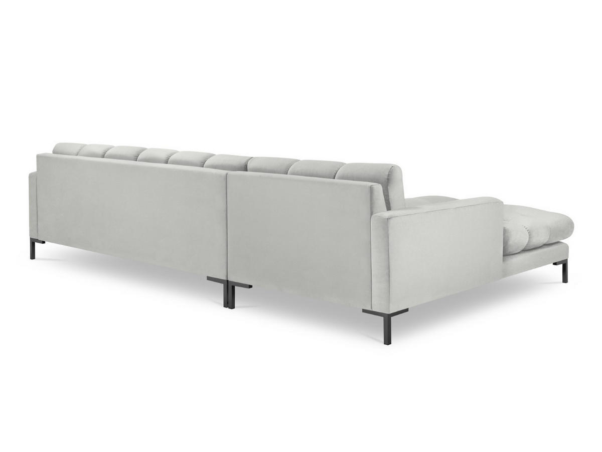 ECKSOFA links Mamaia aus Samt silber 5 Sitzplätze - Silberfarben, Textil (185/293cm) - Micadoni