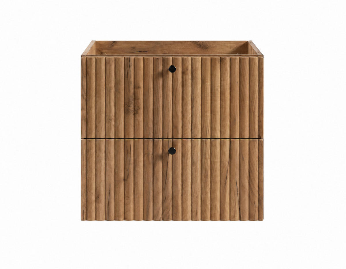BADEZIMMERSCHRANK: Craft Eiche Gold / Platte Kaschmir / Griffe Schwarz / Beine Schwarz, 60 x 44,4 x 73,6 cm - Eichefarben/Schwarz, Holzwerkstoff (60/73.6/44.4cm) - 3XE LIVING