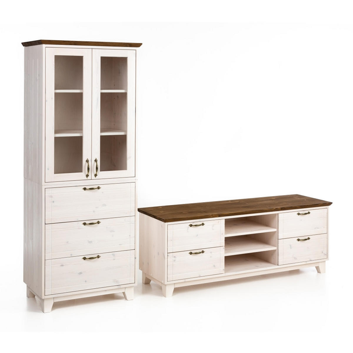 VITRINE 183x74 cm - Dunkelbraun/Weiß, Holz (74/183/47cm) - MSL wooden furniture