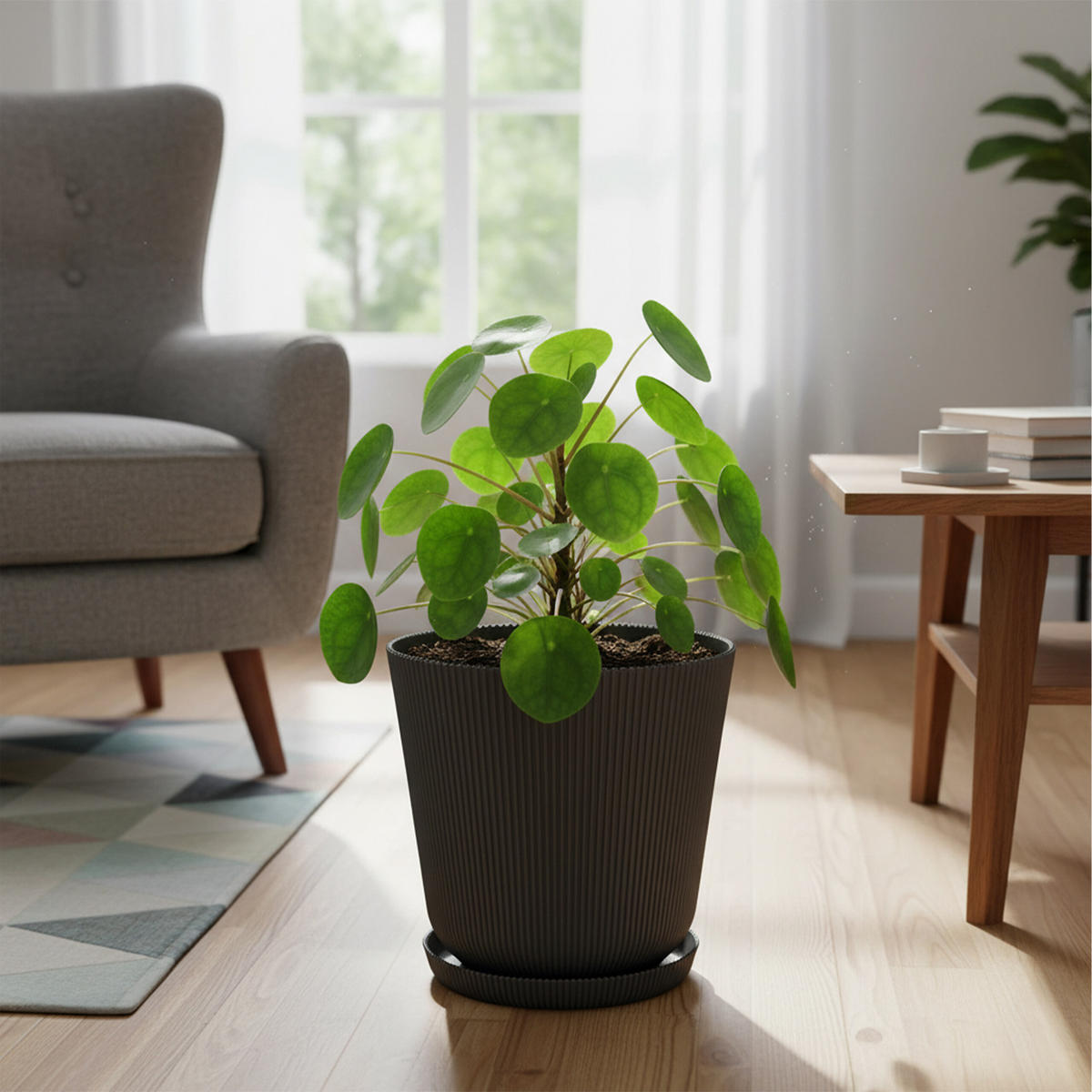 2XBLUMENTOPF - Anthrazit, Kunststoff (20cm) - Relaxdays