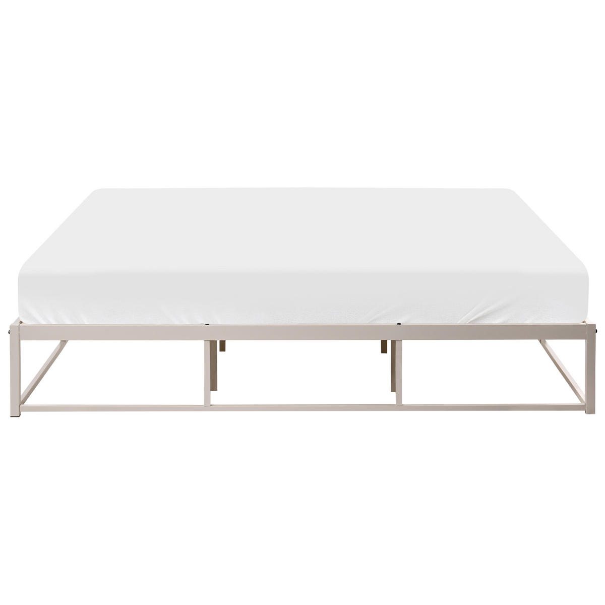 BETT ohne Kopfteil 180/200 cm Eisen Hellbeige Viry - Beige, Metall (180/200cm) - Beliani