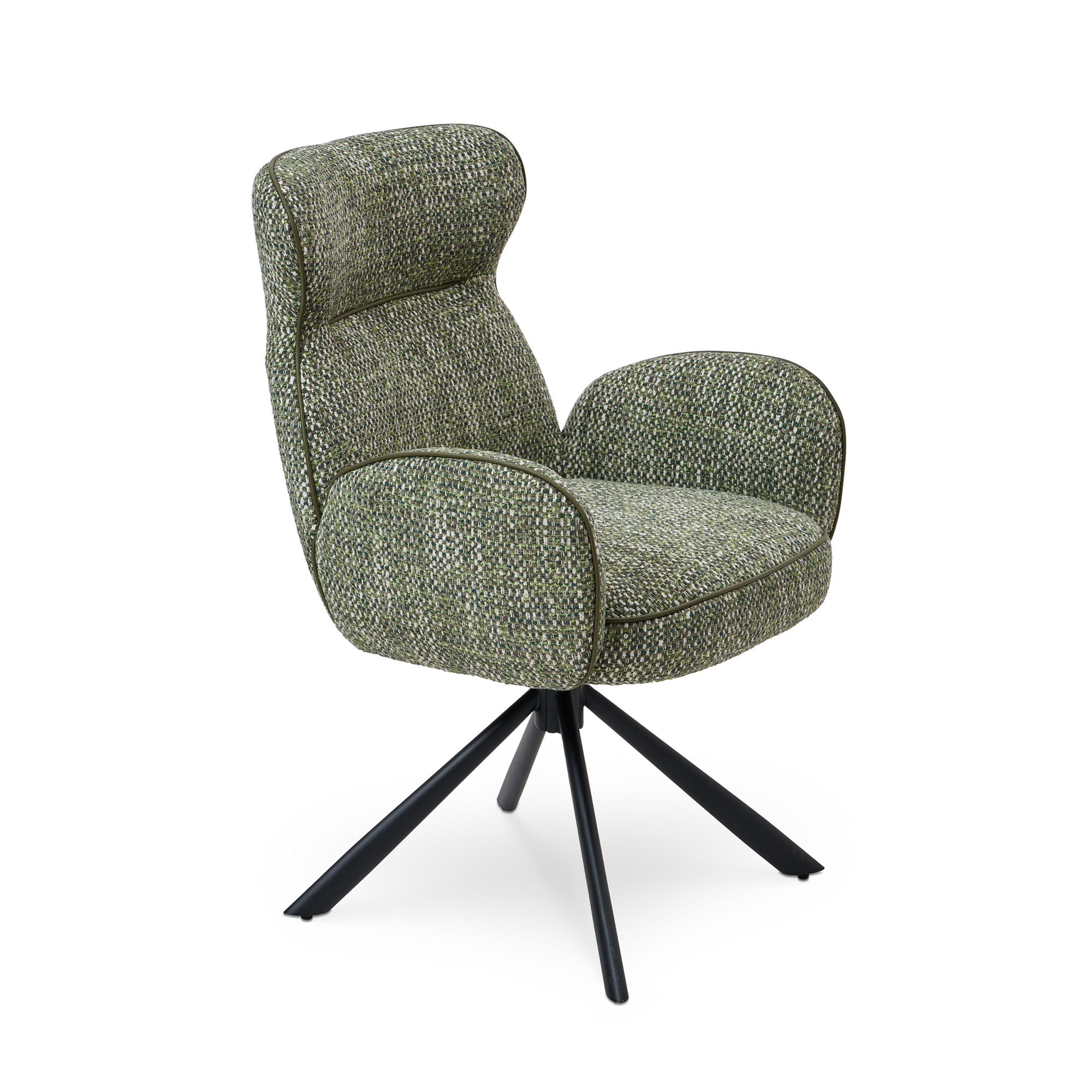 ESSZIMMERSTUHL 2er Set Sitzfläche 360° drehbar, Mikrofaser Grün - Grün, Textil/Metall (65/90.5/63cm) - Elementi