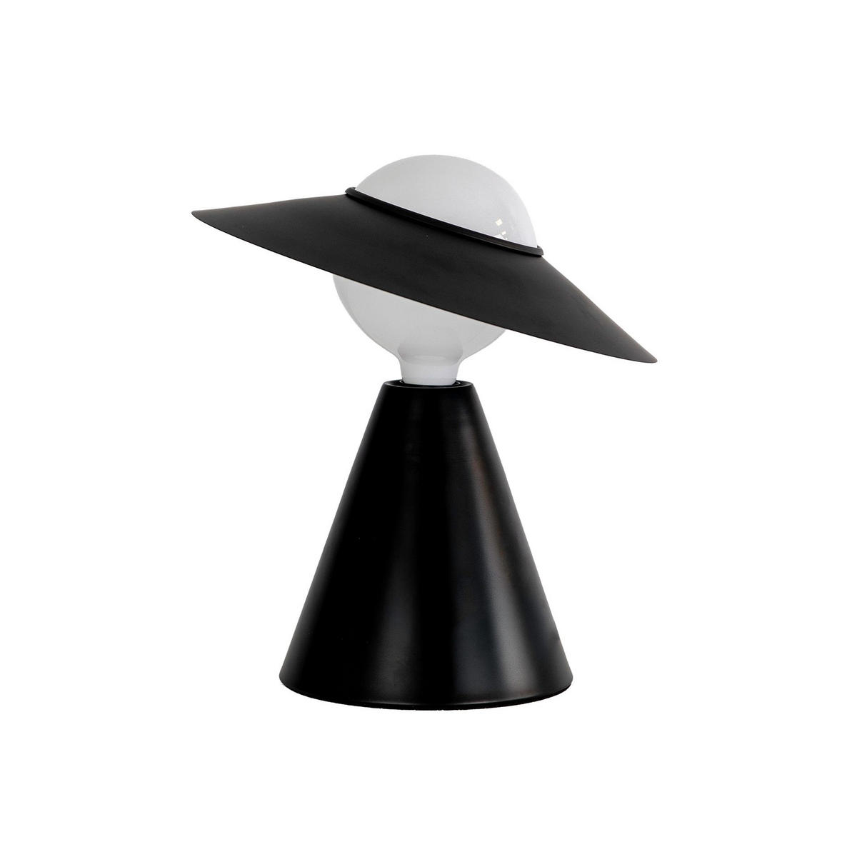 TISCHLEUCHTE aus weißem Glas und schwarzem Stahl Ø29/34 cm - Schwarz, Metall (29/29/34cm) - The Lumine