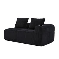 2-SITZER-SOFA aus Cord 158x93x61 cm in Schwarz mit Seitenfächern & Becherhaltern - Schwarz, Textil (93/61/158cm) - Modfu