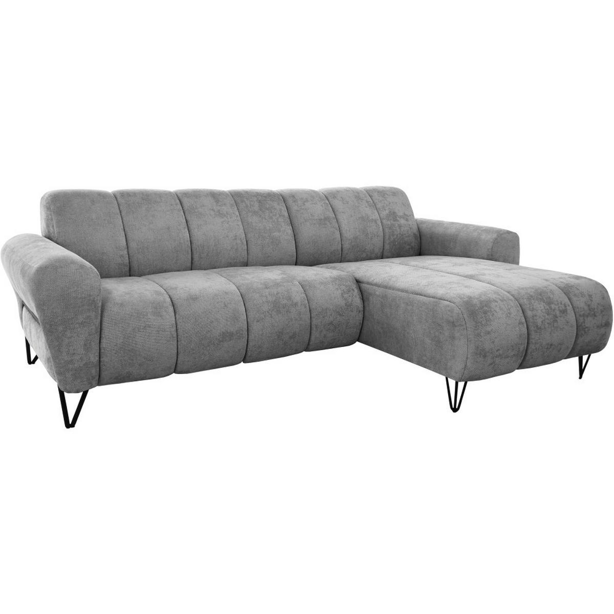 ECKSOFA Volare Mini ohne Schlaffunktion grau rechts, Vega-Stoff - Schwarz/Grau, Textil/Metall (256/165cm) - Beautysofa