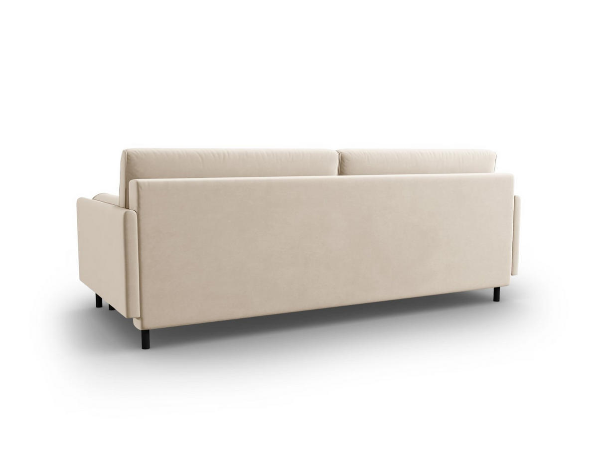 AUSKLAPPBARES-SOFA mit Bettkasten Scott aus Samt leichtes beige 3 Sitzplätze - Beige, Textil (97/87/212cm) - Micadoni