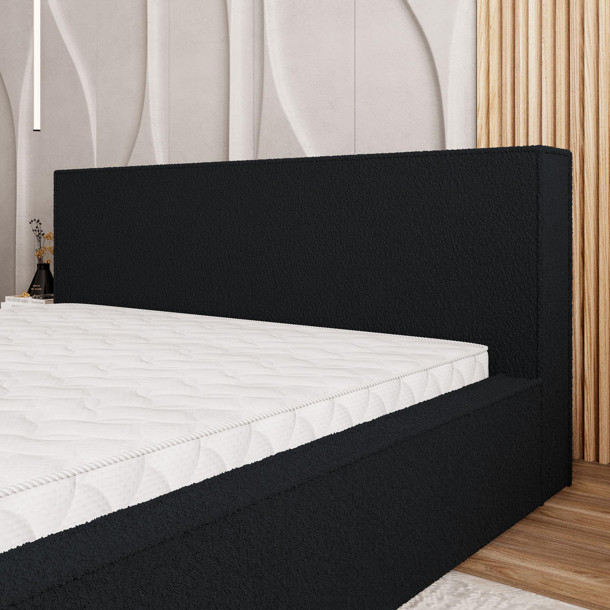 POLSTERBETT CELORA 160x200 cm mit Bettkästen - Schwarz - Schwarz, Holz (160/200cm) - MASSENO