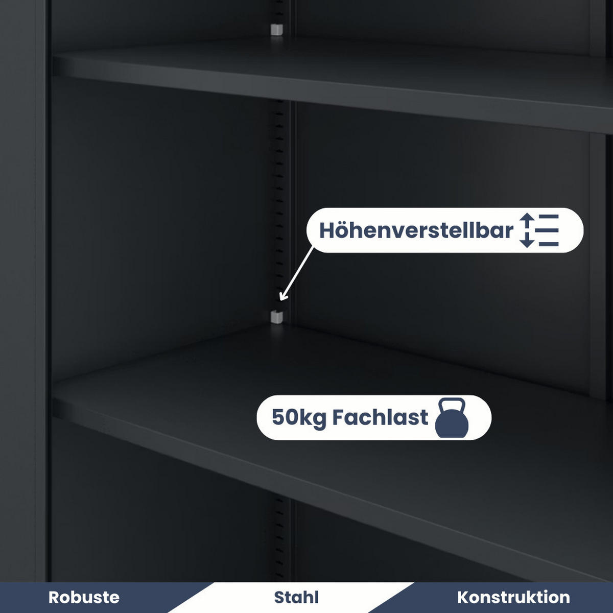 AKTENSCHRANK abschließbar 4er Set KADO 185x90x40cm Anthrazit - Anthrazit, Metall (90/185/40cm) - DELUKE