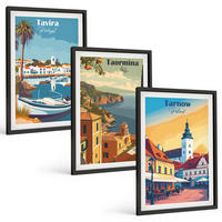 BILDER SET 3er Set - 40x60 cm Schwarzer Rahmen - Ansichten von Küstenstädten - Schwarz, Kunststoff (40/60cm) - TULUP