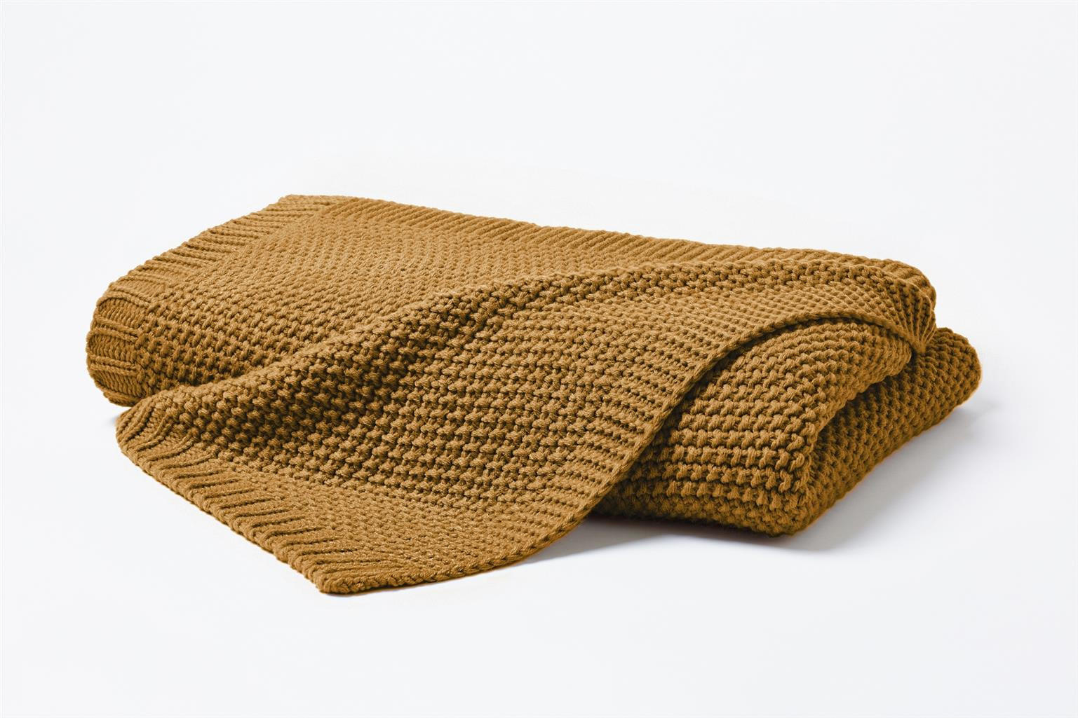 STRICKDECKE 130x170 cm, Kuscheldecke aus 100% Polyacryl, Flauschige Wohnzimmer Wohndecke für Sofa, Bett, Couch uvm. - Gold - Goldfarben, Textil (130/170cm) - Carpe Sonno