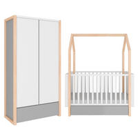 POKOJ PRO MIMINKO 2DÍLNÝ Bílá a šedá - bílá, kompozitní dřevo (144/86.5/80cm) - Petits-meubles