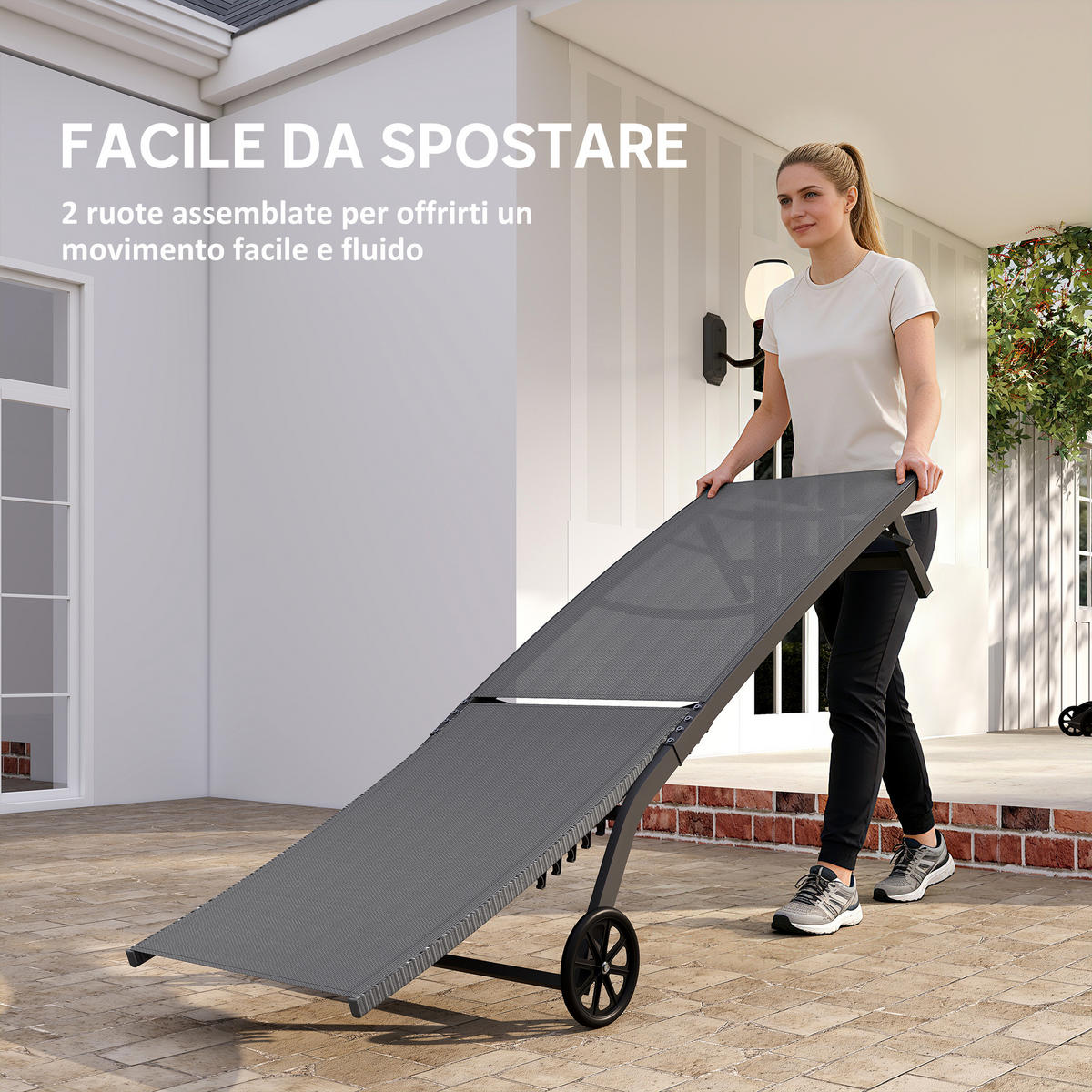 SONNENLIEGE 2er-Set Sonnenliegen mit verstellbarer Rückenlehne Dunkelgrau 66 x 165 x 102 cm - Grau, Metall (66/102/165cm) - Vallsero