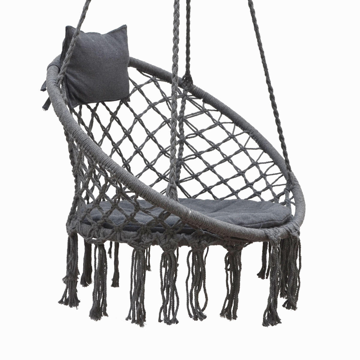 HÄNGESESSEL bis 120kg, 80/80/50cm, Grau - Grau, Naturmaterialien (60/50/80cm) - Amanka