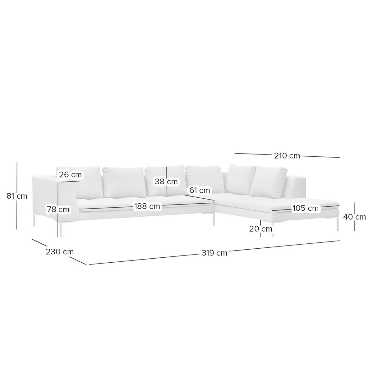 ECKSOFA mit Ottomane - Chromfarben/Hellgrau, Textil/Metall (319/230cm) - home24