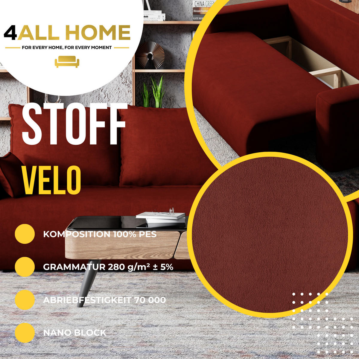 SOFA Bubi mit Bettkasten und Schlaffunktion, Velourstoff - Weinrot, Holzwerkstoff (242/85/95cm)