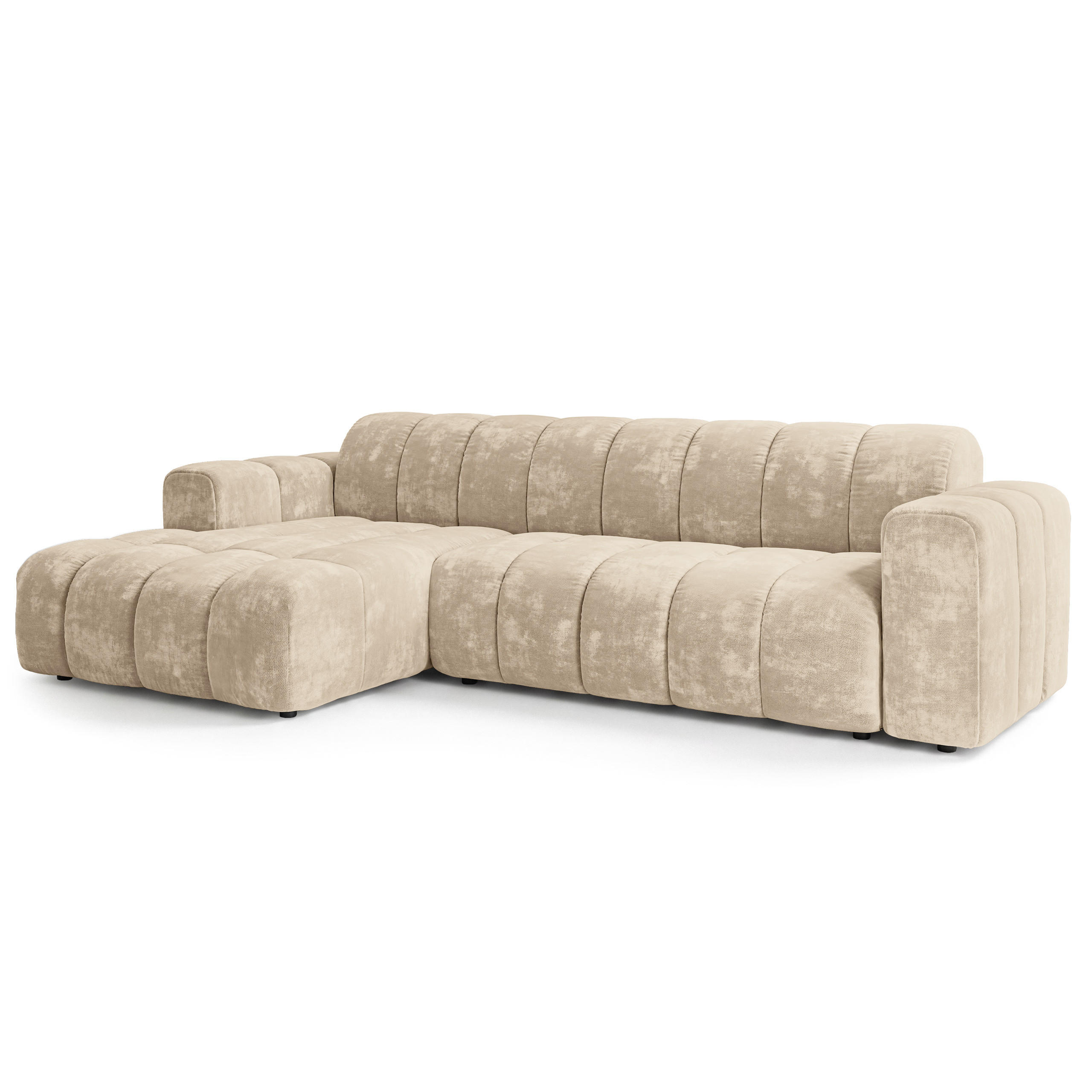 ECKSOFA SETIA LM L-S Creme Chenille - Creme, Holzwerkstoff (304/165cm) - MASSENO