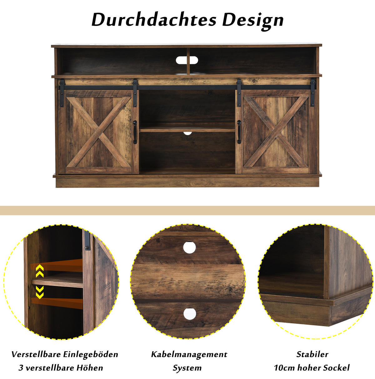 LOWBOARD 148/40/78 cm in Braun aus Spanplatte mit Schiebetüren - Rotbraun, Holzwerkstoff (40/78/148cm) - OKMYHOME