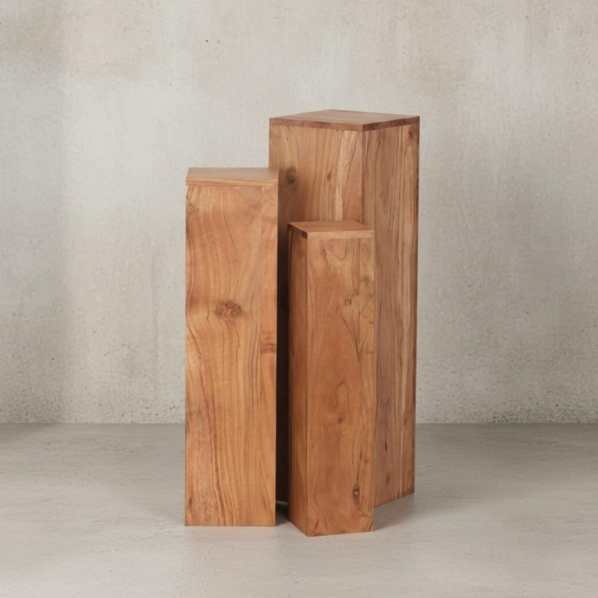 BEISTELLTISCH 3er Set Massivholz Ineinander Verstaubar Einzigartige Maserung, Beige 24x24x85 cm - Beige, Holz (24/24/85cm) - KADIMA DESIGN