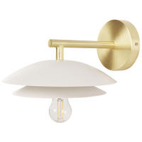 WANDLAMPE Weiß/Gold Lasolo - Goldfarben/Weiß, Metall (22/14/29cm) - Beliani