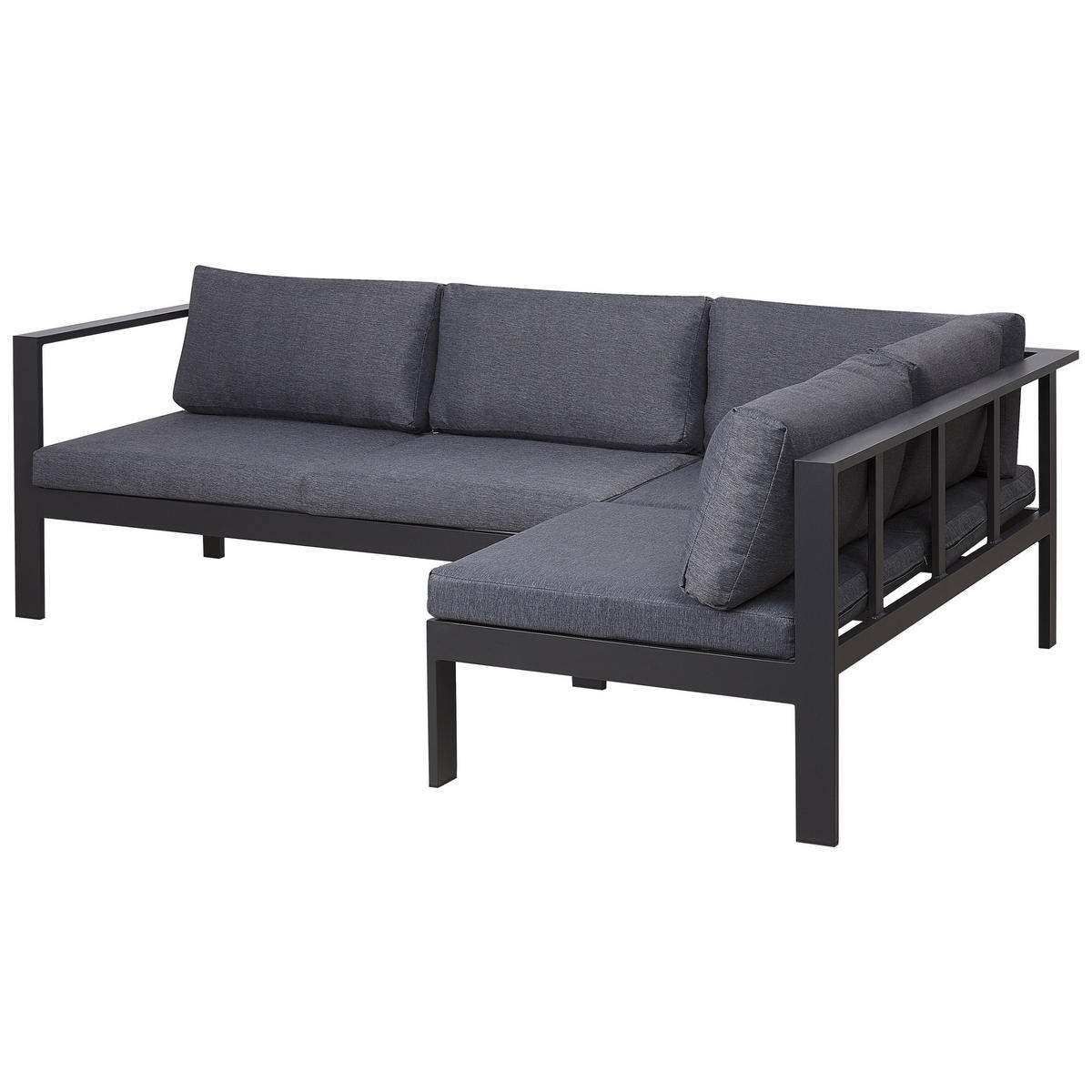 LOUNGE SET 5-Sitzer schwarz Auflagen grau Messina - Schwarz/Grau, Metall - Beliani
